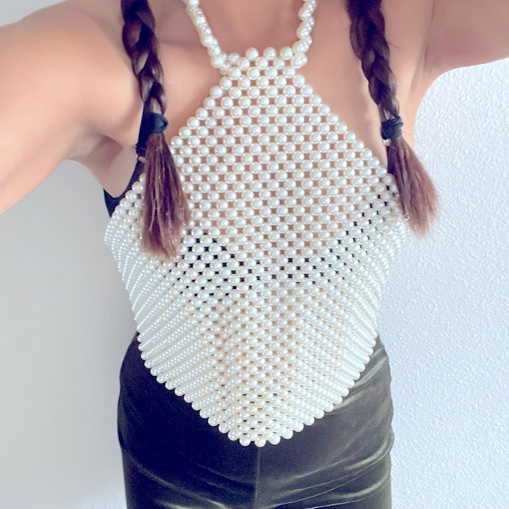 A pearl choker top.